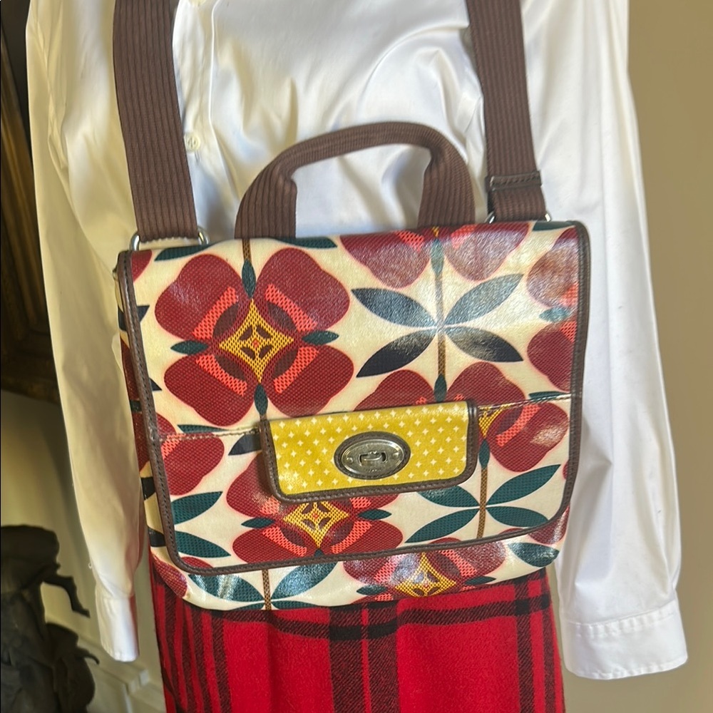 Fossil KeyPer EUC Crossbody Satchel Colorful Floral Patterned Women's Bag